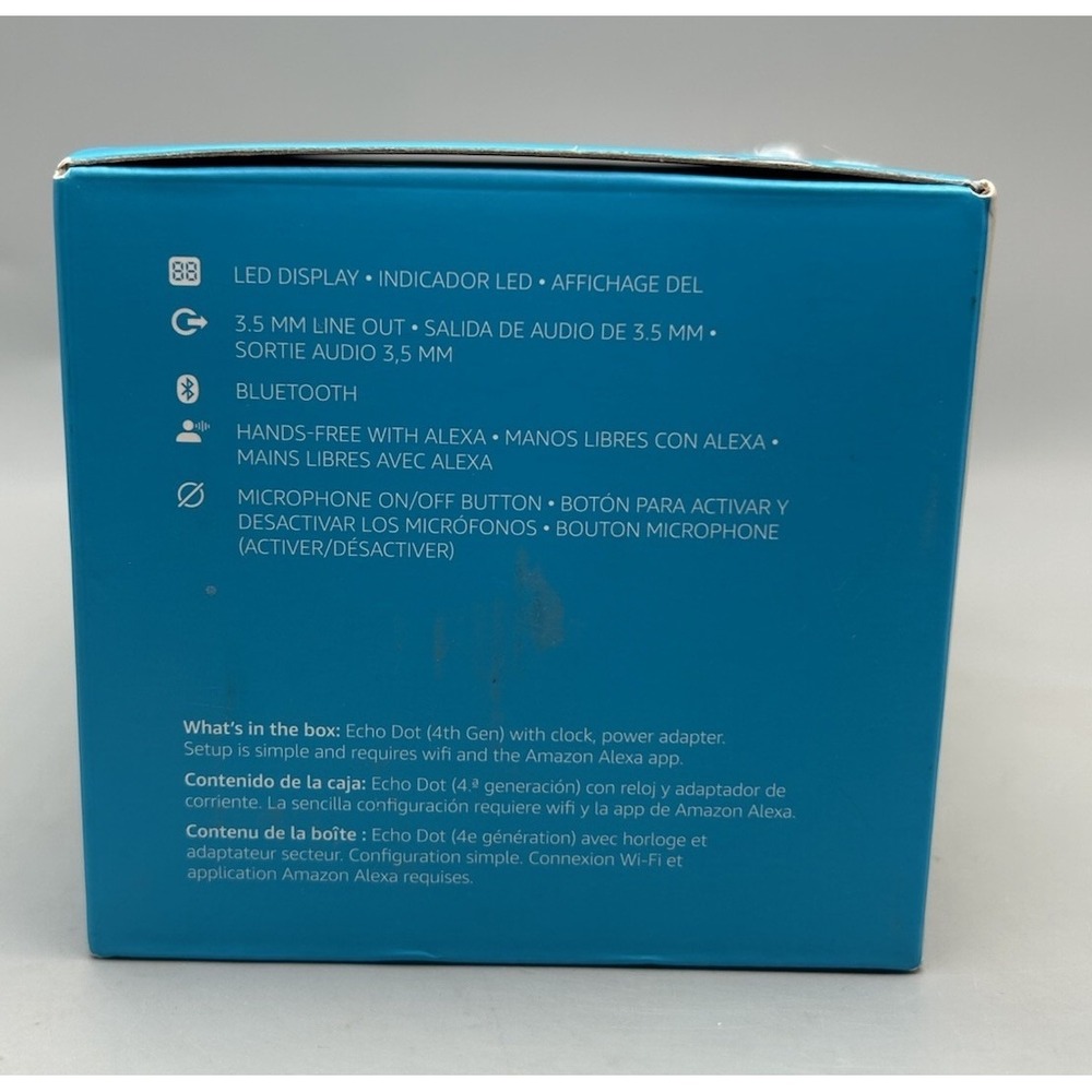 Amazon Echo Dot with Clock (4th Gen) - Glacier White - Sealed - Picture 5 of 6